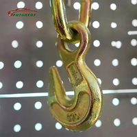 Chaîne en acier galvanisé G70 de 5/16 po, robuste, longueur 12 pi, crochets en J de 15 po, pour remorquage, transport, chaîne en V, chaîne de traînage, jaune/argent