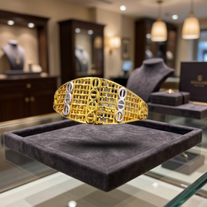 Anillo de Compromiso de Oro de Dos Tonos Chapado en Rodio de 22K para Hombre y Mujer |   Anillo de Moda para Boda y Fiesta con Diseño Filigranado Alargado 2.160g - Product Image 3