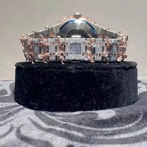 Montre-bracelet en acier inoxydable de haute qualité, design épingle, sertissage pavé complet, Moissanite, cadran romain, style Hip Hop, pour soirée, durable - Product Image 5