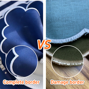 Khăn ăn vải lanh thêu tay, viền ren, thêu chữ cái riêng, thêu logo, dùng cho đám cưới - Product Image 3