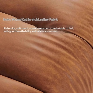 Big Bear Sofa Extra Deep Seat Straight Oil Wax Cat Scratch Leather Caramel Cloud Movable Backrest - Product Image 4