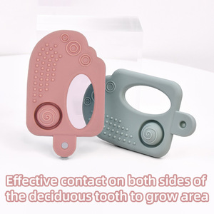 Mordedor de silicona para bebé con forma de helado, de calidad alimentaria, para mayores de 3 meses, juguete de dentición unisex con cuerda, color amarillo mango, gris Totoro - Product Image 4