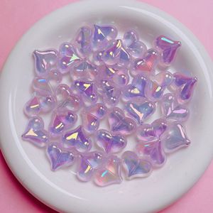 Cuentas sueltas de acrílico con recubrimiento UV, coloridas, en forma de corazón de melocotón, con orificio recto, para DIY, cadena de teléfono, llavero, material para accesorios de joyería - Product Image 3