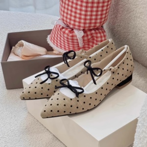 Mules en daim à pois 2026 pour femme – Talons chics et tendance, bout pointu, à enfiler, sandales compensées, style élégant, escarpins mode - Product Image 3