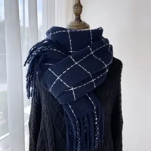 High Quality Cashmere Tassel Scarf Winter Plaid Printed Acrylic Women Solid Color Digital Printing Adult Department