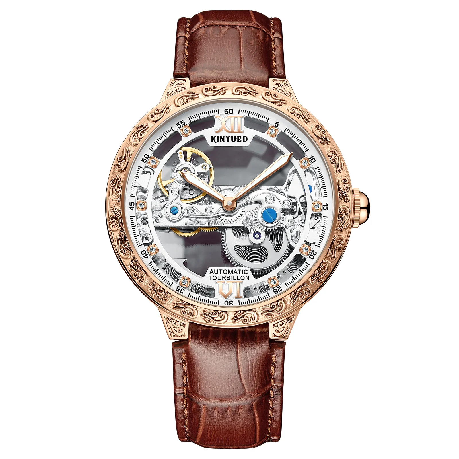KINYUED skeleton men watch montre homme wristwatches reloj para hombre de marca automatic mechanical watch