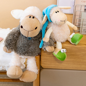 En gros, Peluche <span class=keywords><strong>agneau</strong></span> créatif endormi avec bonnet de nuit, motif 'Sheep in Wolf Hoodie', douce, cadeau pour enfants, personnalisable OEM - Product Image 3