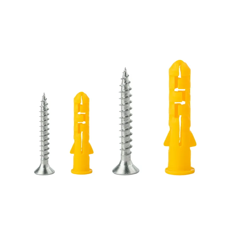 Popular large size wall anchors yellow color screws and anchors set sample available long plastic wall plugs