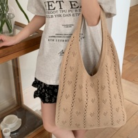 Sac fourre-tout bleu en maille ajourée, texture losanges, sac à bandoulière souple, décontracté, pour le shopping et la plage, crochet, logo personnalisé, vente en gros, OEM