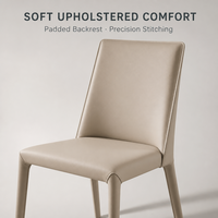 Chaise de salle à manger rembourrée moderne pour restaurant, hôtel, café, salle à manger, chaise d'appoint sans accoudoirs avec pieds coniques fins, beige