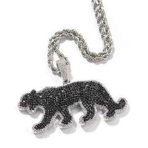 Nouvelle personnalité hommes Hip Hop Animal pendentif glacé <span class=keywords><strong>noir</strong></span> Zircon cubique Cz <span class=keywords><strong>diamant</strong></span> léopard pendentif collier <span class=keywords><strong>bijoux</strong></span> - Product Image 5