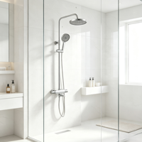 En gros Système de douche pluie gris anthracite mural 3 fonctions avec mitigeur de douche de salle de bain et pommeau de douche pluie rond et douchette à main
