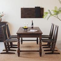Vintage Massivholz-Esstisch mit Schublade Wabi Sabi Antik Geschnitzte Beine Rechteckiges Tischset für Esszimmer