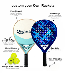 <span class=keywords><strong>Raquette</strong></span> de paddle-tennis en fibre de carbone diamantée, design personnalisé professionnel Qingyu Sport, avec filet en polyester et logo personnalisé - Product Image 2