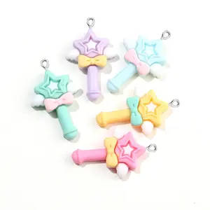100Pcs Cartoon Star Angel Magic Wand Resin Charms for Jewelry Making DIY Earrings Keychain Necklace Pendants Accessories