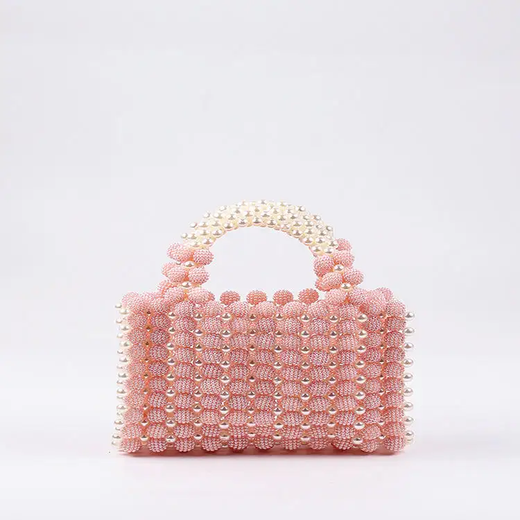 Kalanta Summer Handmade Perlen Taschen Light Pearl Stroh Tasche Kette Schulter Lady Design Pearl Geldbörse für Frauen Abend Clutch