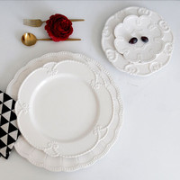 Ensemble d'assiettes en céramique gaufrée Offre Spéciale ensembles de vaisselle en porcelaine blanche de fête de mariage de style français