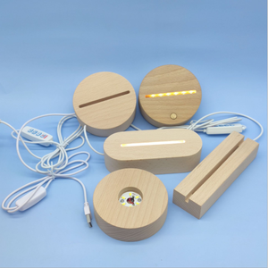 Base de lampe en bois acrylique 3D avec lumière intelligente <span class=keywords><strong>LED</strong></span> pour la maison enfants fêtes d'anniversaire décor de la Saint-Valentin chambre table de chevet - Product Image 6