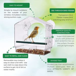 Mangeoire à oiseaux acrylique oiseau transparent bol ventouse pour animal de compagnie - Product Image 4