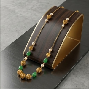 Collar Mala Antiguo de Plata 925 con Cuentas Verdes y Detalles de Perlas, Joyería Étnica Tradicional para Mujer - Product Image 6