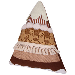 Almofada Personalizada de Natal em Forma de Homem de Gengibre 35cm Decoração Triangular para Sofá Almofada de Tecido Plush para Interior Poliéster Fofa - Product Image 5