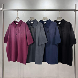 Chemises pour hommes en coton et bambou, coupe ample, déchirées et usées, style vintage, écologiques, <span class=keywords><strong>4</strong></span> <span class=keywords><strong>couleurs</strong></span> disponibles, impression personnalisée, style streetwear - Product Image 1