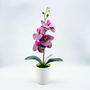 Orchidée Phalaenopsis artificielle Qi Xing 37 cm en PVC souple, plante décorative pour mariage en pot - Product Image 3