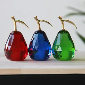 Honor of crystal Multi Colour Crystal Pear Shape 3d Paperweights With Gift Boxes Glass Prism For Wedding Gift