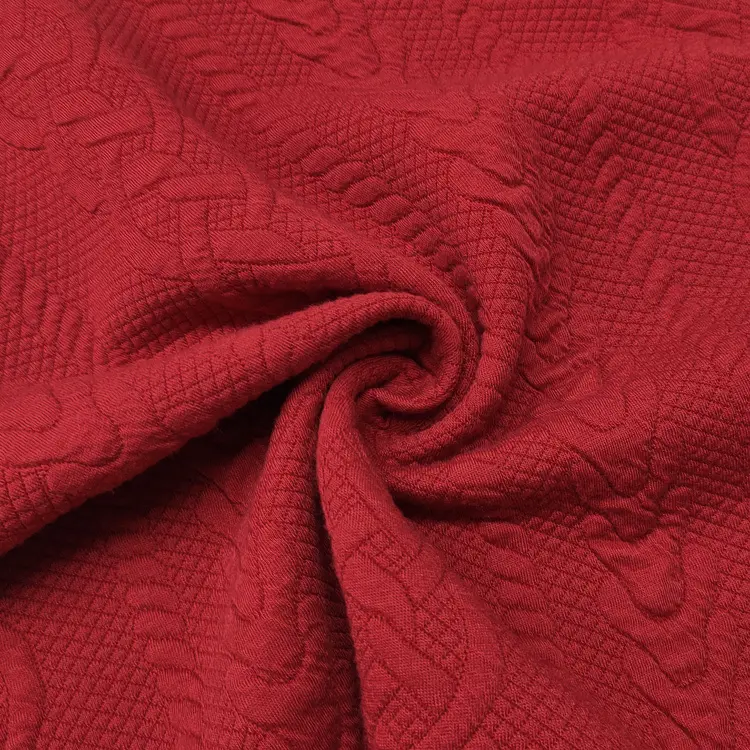 冬のドレスのための赤い色の生地で染められたソフトタッチアフリカンニットジャカード