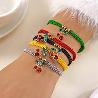 Dames armband van legering met eenvoudige, veelzijdige kersen hanger, handgeweven, cadeau voor de pols