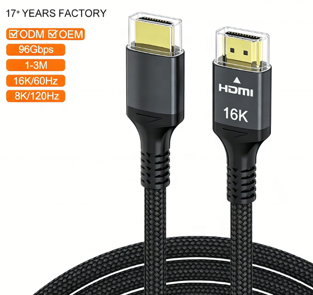 Factory Direct 16K for 2.2 Fiber HDMI Cable AOC Gold Plated Connectors 96Gbps Dynamic HDR 2.2 60Hz Monitor Support PVC Jacket