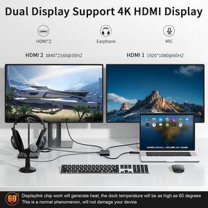 Adaptateur USB 3.0 vers HDMI double GIQ Carte graphique vidéo universelle USB vers HDM I Splitter Extender Compatible avec <span class=keywords><strong>MacOS</strong></span> Windows - Product Image 4