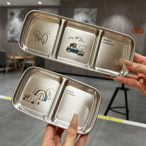 304 Stainless Steel Dipping Dish Rectangle Cartoon Pattern Camping Condiment Tray - Product Image 4