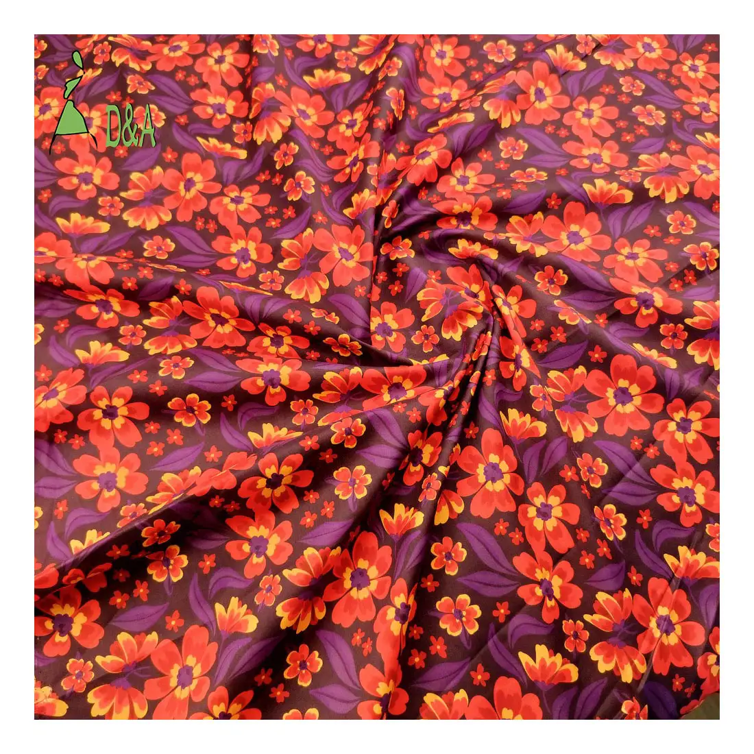 Venta al por mayor impresión digital flor roja impresa Liberty London 100% tela de algodón para ropa