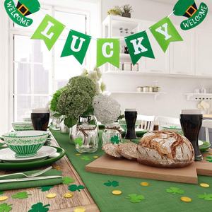Feltro Shamrock Clover Garland Wall Hanging feltro Clover Banner 3 pack per la festa delle decorazioni del giorno di san patrizio - Product Image 2