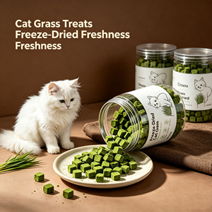 Graines de herbe pour chat lyophilisées, <span class=keywords><strong>Snack</strong></span> pour chat avec morceaux de poulet, Herbe pour chat pour éliminer les boules de poils, <span class=keywords><strong>Snack</strong></span> pour chat paresseux - Product Image 1