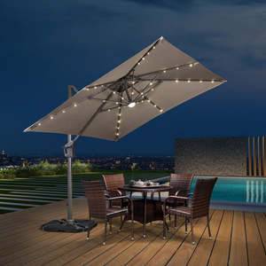 STARRYHEART Parapluie en porte-à-faux en aluminium pour jardin extérieur Parapluies de patio avec rotation à 360 ° - Product Image 6
