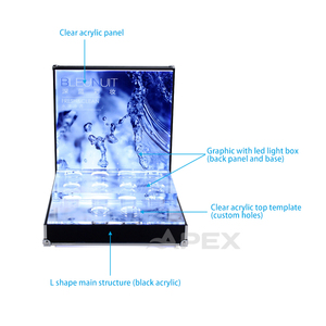 Apex sản phẩm tùy chỉnh hiển thị mỹ phẩm nhỏ <span class=keywords><strong>Acrylic</strong></span> đứng cửa hàng bán lẻ Son môi hiển thị giá được xây dựng trong ánh sáng LED mềm - Product Image 4