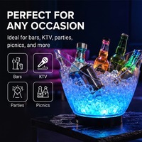 Cubo de Hielo LED Recargable con Logotipo Personalizado, 4L 8L 12L RGB PS Transparente, para Vino, Champán, Bar, KTV, Hotel, Fiesta, Suministro OEM