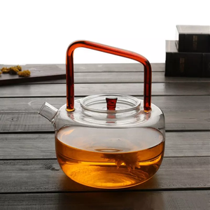 Pot kopi tahan panas gagang kaca merah Infuser kaca aman kompor 650ml kualitas tinggi - Product Image 5