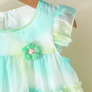 ชุดเดรสเด็กผู้หญิงแขนบานลายดอกไม้ลูกไม้สไตล์หวาน ระบายอากาศได้ดี ผ้าเนื้อนุ่ม สวยสง่า เหมาะสำหรับใส่ทุกวัน - Product Image 4