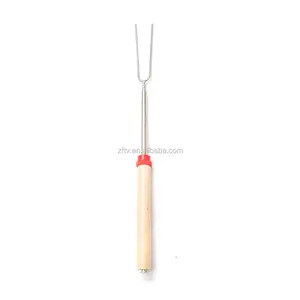 32 Inch Tay Cầm Bằng Gỗ Telescoping Smores Lửa Pit Marshmallow Rang Que BBQ Dĩa - Product Image 3