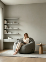 Fauteuil paresseux individuel en forme de pouf, rembourrage en éponge de haute qualité, chaise longue portable pour le sol, mobilier minimaliste pour la maison, salon