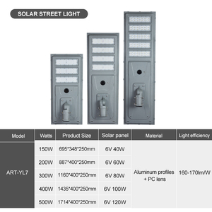 Lampe solaire LED intégrée tout-en-un pour extérieur AORUITAI, télécommandée, IP65, 150W, 200W, 300W, 400W, 500W - Product Image 2