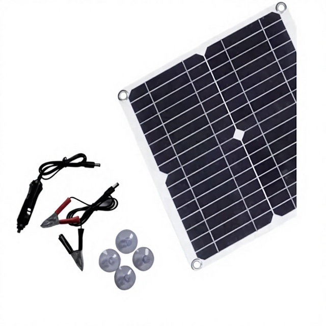 12W Flexible Monocrystalline Solar Panel, Waterproof Portable with Suction Cups for RV Boat Camping Emergency Power