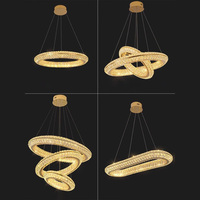 Lustres sur mesure pour hôtel, grands lustres à anneaux, plafonds hauts, luminaires suspendus de luxe, lampes LED pour escalier, lustre rond moderne en cristal K9