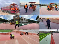 Surface de piste de course en caoutchouc athlétique 400m, adaptée aux terrains de sport, granulés de caoutchouc EDPM, liant PU