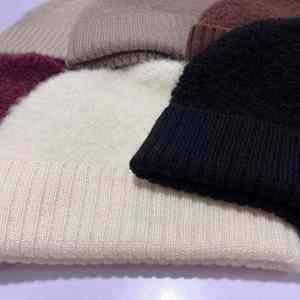 Chapeau en laine pure tricoté, style coréen, automne-hiver, 100% laine, bonnet pour homme et femme - Product Image 3