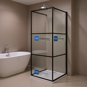 Mampara de Ducha ESG Walk-In 39.4x76.8 de Vidrio Transparente ESG con Marco, Modelo D0100HXMNAJ - Product Image 2