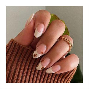 Gran oferta, patrón de flores largas de almendra, uñas postizas hechas a mano, uñas artificiales <span class=keywords><strong>pegadas</strong></span> suaves de acrílico, Etiqueta Privada, prensa en las uñas - Product Image 5